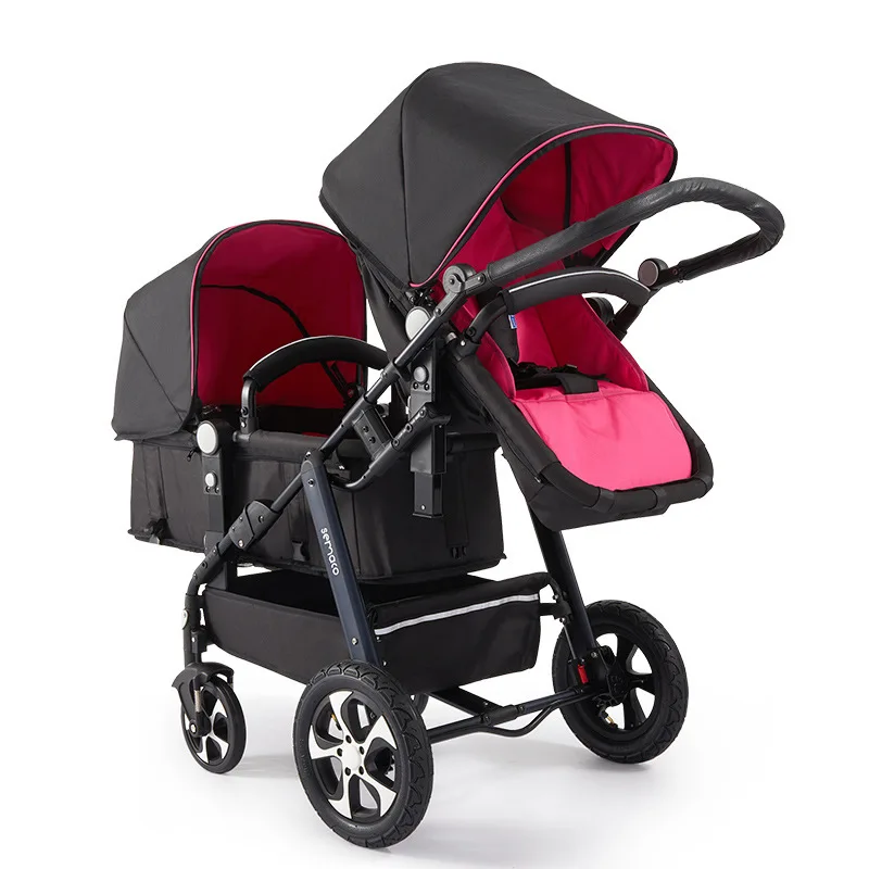  Stroller Twin Double Newborn Carry Cot Pram Practical Twins Baby Foldable Strollers Double Seats Ca