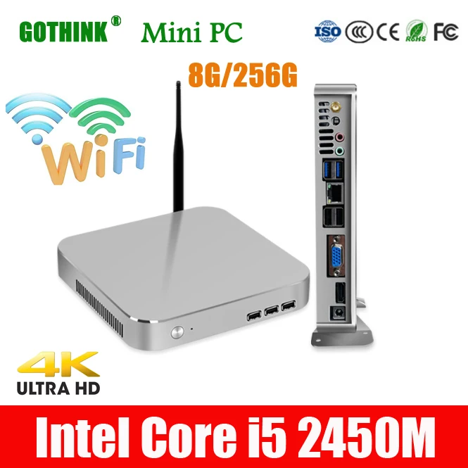 GOTHINK мини ПК с WiFi 8G 256G Intel Core i5 2450M двухъядерный четырехъядерный 2 5 ГГц Основная
