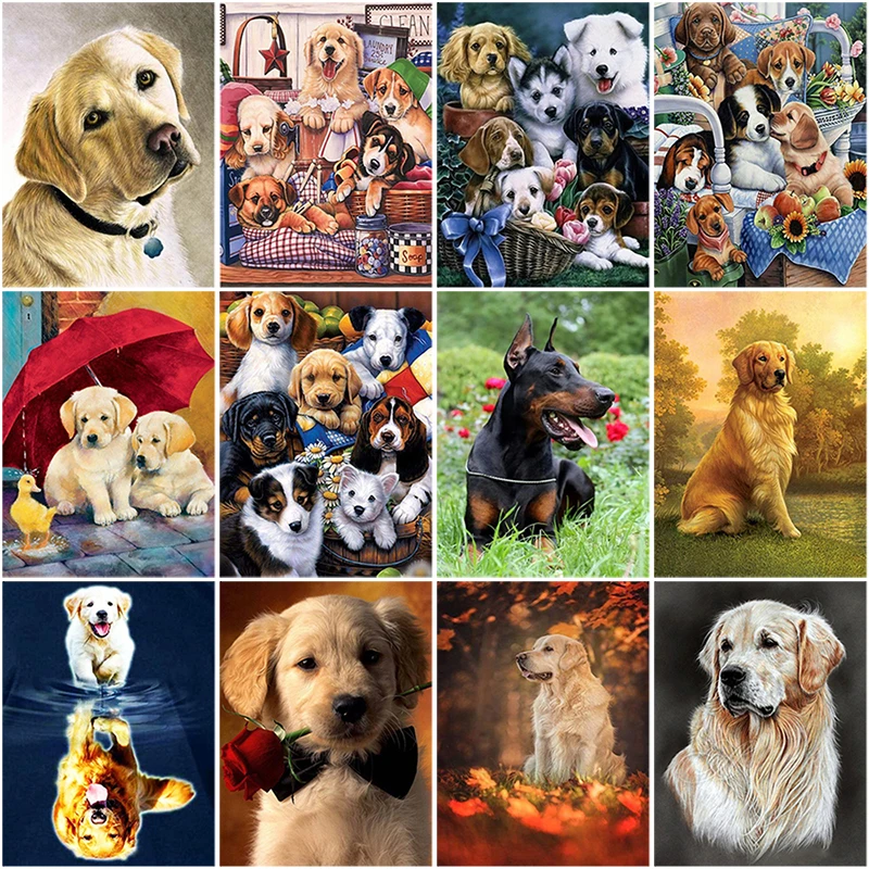 

DIY 5D Diamond Painting Dog Full Round Diamond Embroidery Cross Stitch Animal Mosaic Rhinestone Pets Photo Customized Home Decor