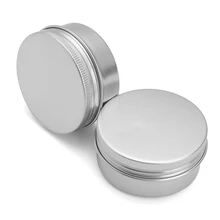 

24Pcs 50ml Aluminum Round Empty Refillable Bottles Tin Cans Box Silver Cream Jar Pot Case Screw Thread Lid Lip Balm Container