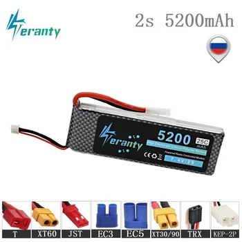 

Tamiya Connectors 7.4v 5200mAh Lipo Battery For RC Car Robots Guns Airplanes Helicopters Parts 2s battery 7.4v RC Drones Battery