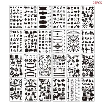 

24pcs/set Hollow Drawing Template Stencil Painting Embossing Scrapbooking DIY Diary Decorative