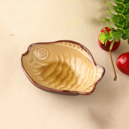 Fish-Maple Yellow Кухонная чаша, кухонный инструмент, блюдо, креативная ледяная глазурь, лист, керамическая приправа, соевый соус, уксус, маленькие тарелки 10*7,5*3 см - Цвет: Fish-Maple Yellow