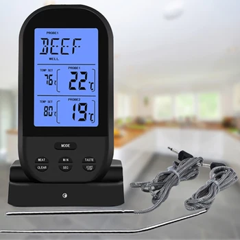 

New Upgraded Version of Wireless Dual Temperature Double Needle Barbecue Thermometer Kitchen Meat Thermometer BBQ Fork