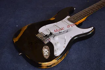 

China Electric Guitar s T GUITAR heavy re lic Alder WOOD The beauty heavy old guitar Black coated with gold, bare gold