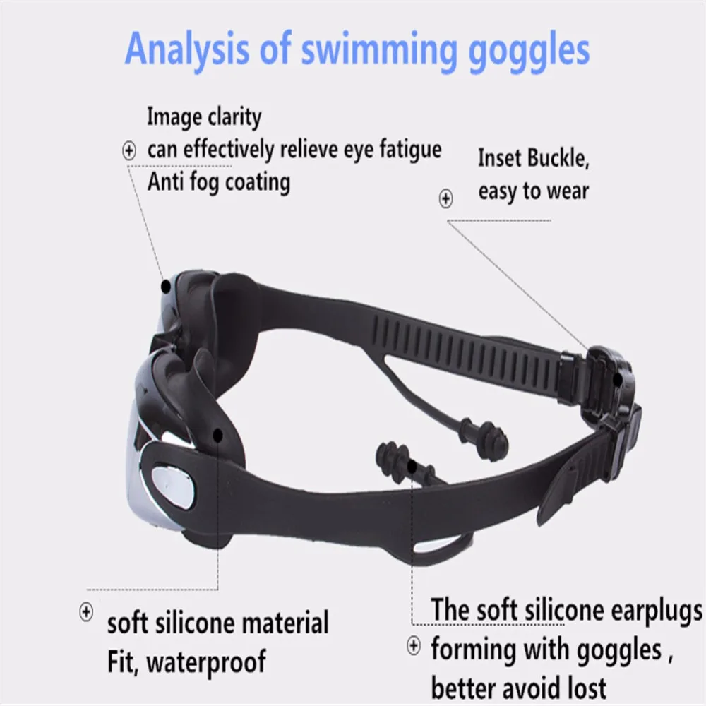 Профессиональные силиконовые прозрачные плавательные очки для плавания для детей, УФ-защита от запотевания, спортивные очки для детей, очки для ушей