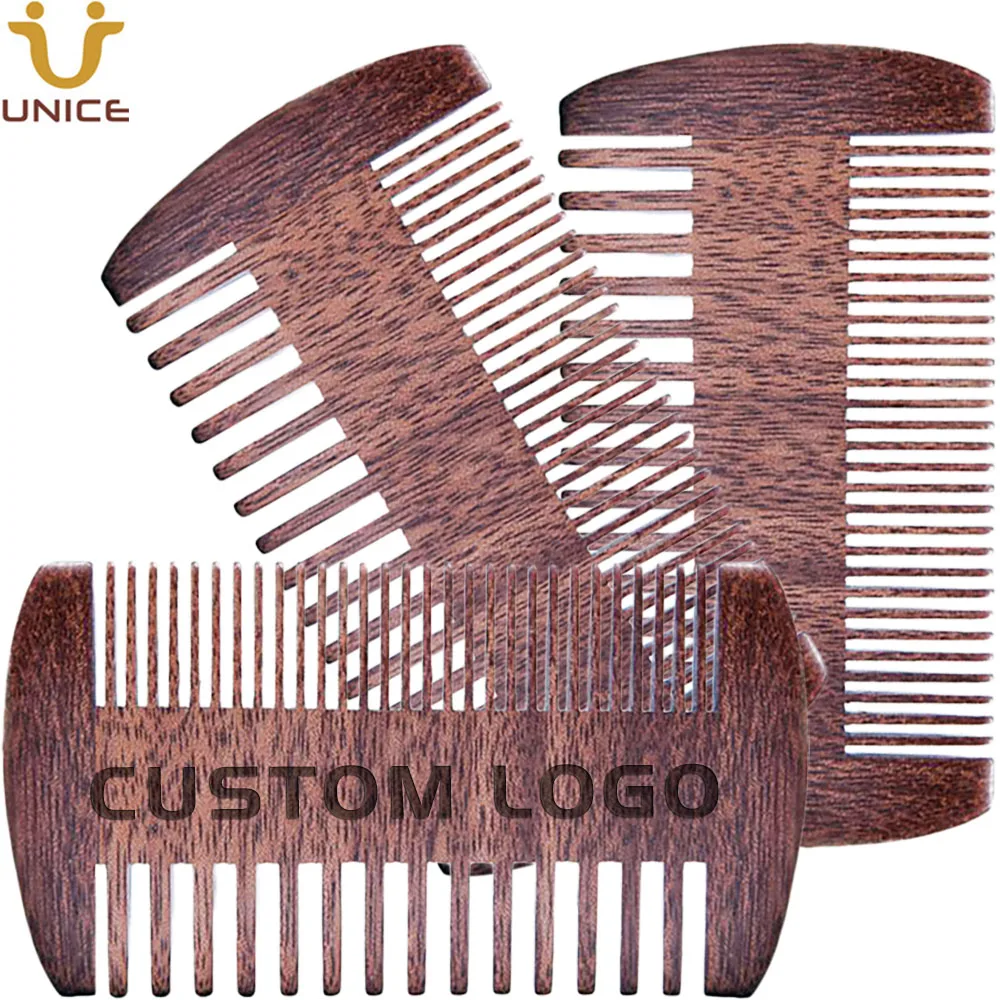 100Pcs/Lot OEM Customized LOGO Supplier Natural Amoora Red Wood Beard Comb Dual Sided Men's Hair Mustache Grooming sign holder wood base office restaurants store menu picture frame desktop for table top dual use l shape a4 a5 a6 double sided