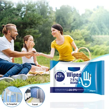 

Disinfection Wipes Bag Portable One Time Home Office 75% Alcohol Disposable Hand Wipes Skin Cleaning Bacteria Disinfection Wipe