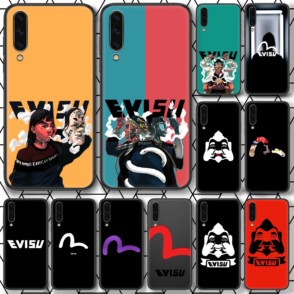 

EVISU Japanese Fashion Brand Phone case For Samsung Galaxy Note S 8 9 10 20 Plus E Lite Uitra black waterproof fashion