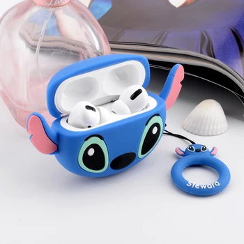 

3D cartoon stitch case For Airpods Pro Case Silicone Duck ring Headphone/Earpods Cover For Apple Air pods Pro 3 Case Keychain