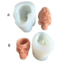 

3D Rose Flower Skull Shape Mold Epoxy Plaster Mold Making Soap Candle Jewelry
