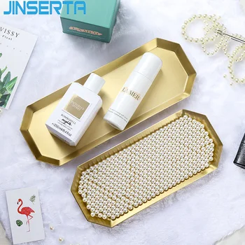 

JINSERTA Brass Storage Tray Jewelry Cosmetic Display Plate Luxury Gold Dessert Fruit Cake Snack Plate Desktop Sundries Tray
