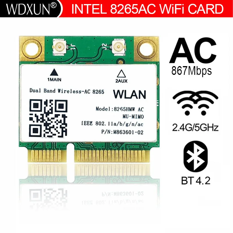 Yeni Dual Band kablosuz ac 8265 Intel 8265HMW 2.4G/5Ghz 802.11ac ...