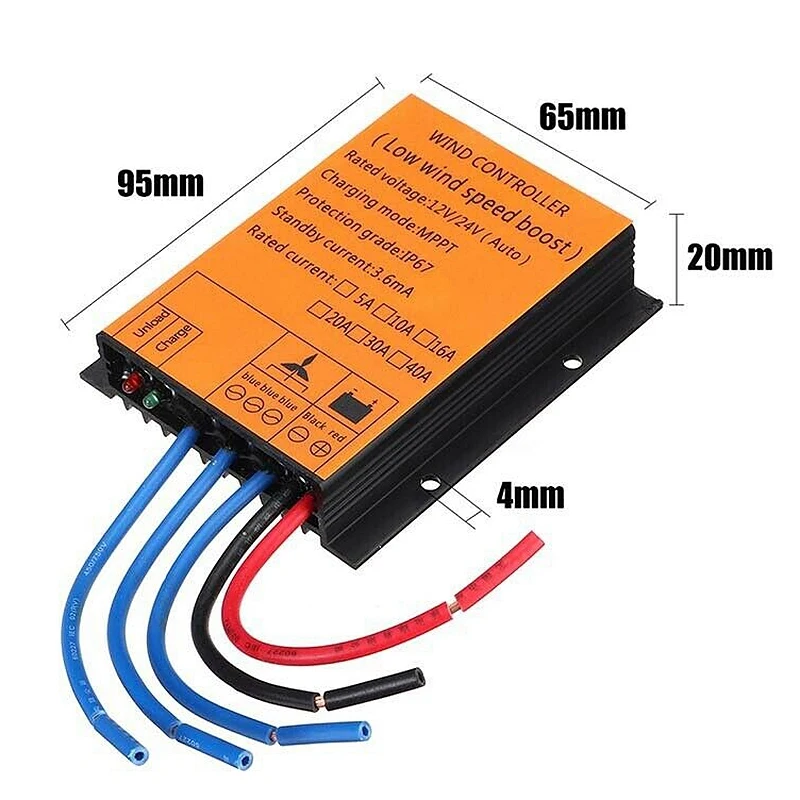 

PWM MPPT Wind Turbine Charge Controller Low Wind Speed Regulator Voltage Boost 12v24v Auto Match 48V System Waterproof