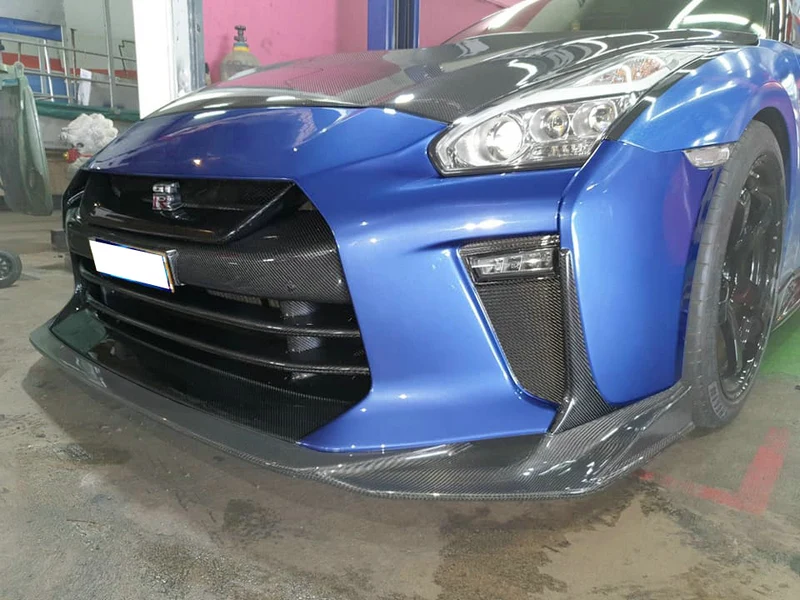 Для Nissan R35 GTR MY17 TS стиль частично углеродное волокно передний бампер без волокна под сплиттерная губа тюнинг панель Дрифт комплект отделка