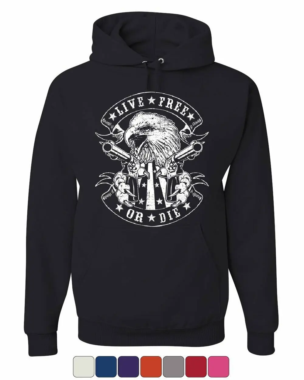 

Live Free or Die Hoodie Eagle Biker 2nd Amendment American Flag Sweatshirt