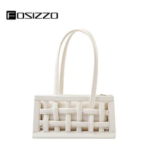 FOSIZZO White Handbag PU Leather Waffle Sold font b Top Handle b font font b Bags