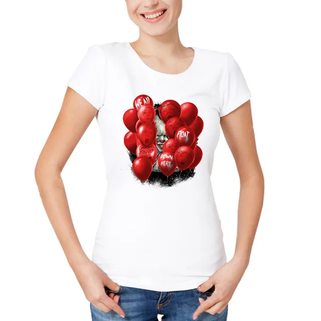 

IT movie T Shirt Women's stephen king printed High Quality clown Tops Tees fear halloween pennywise Custom male t-shirt