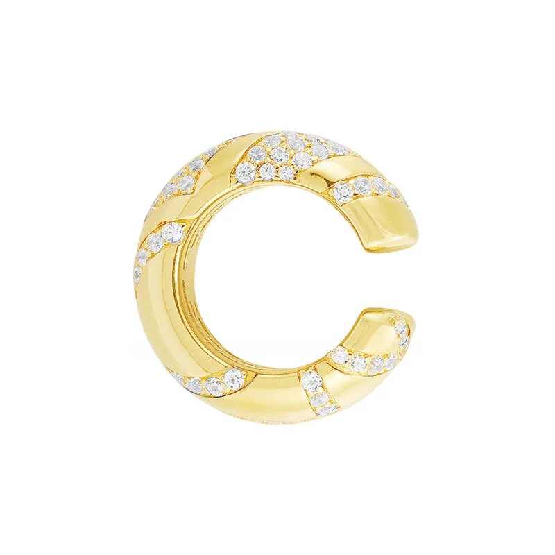 1 piece White CZ Роскошные однотонные 925 пробы, серебряные, многоцветные, цеометрические, племенные, одно ухо, кость, манжета, для женщин, золотой цвет, скользящие, Mana, клипсы, серьги, 1 шт - Окраска металла: 1 piece White CZ