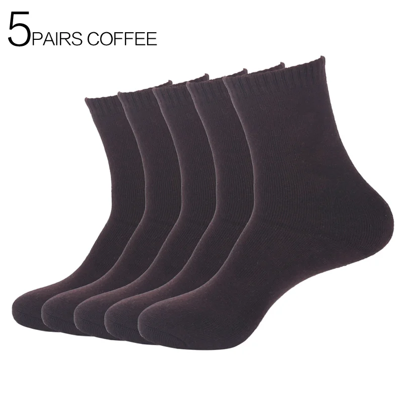 coffee 5pairs Eur40-44,, мужские зимние плотные теплые махровые носки, мужские деловые повседневные теплые хлопковые носки, 5 пар/лот(60 г/пара), s78 - Цвет: coffee 5pairs