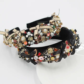 

Particle Rhinestone Color Sponge HeadbandNew style fashion temperament exaggerated gold headband dance street accessories 780
