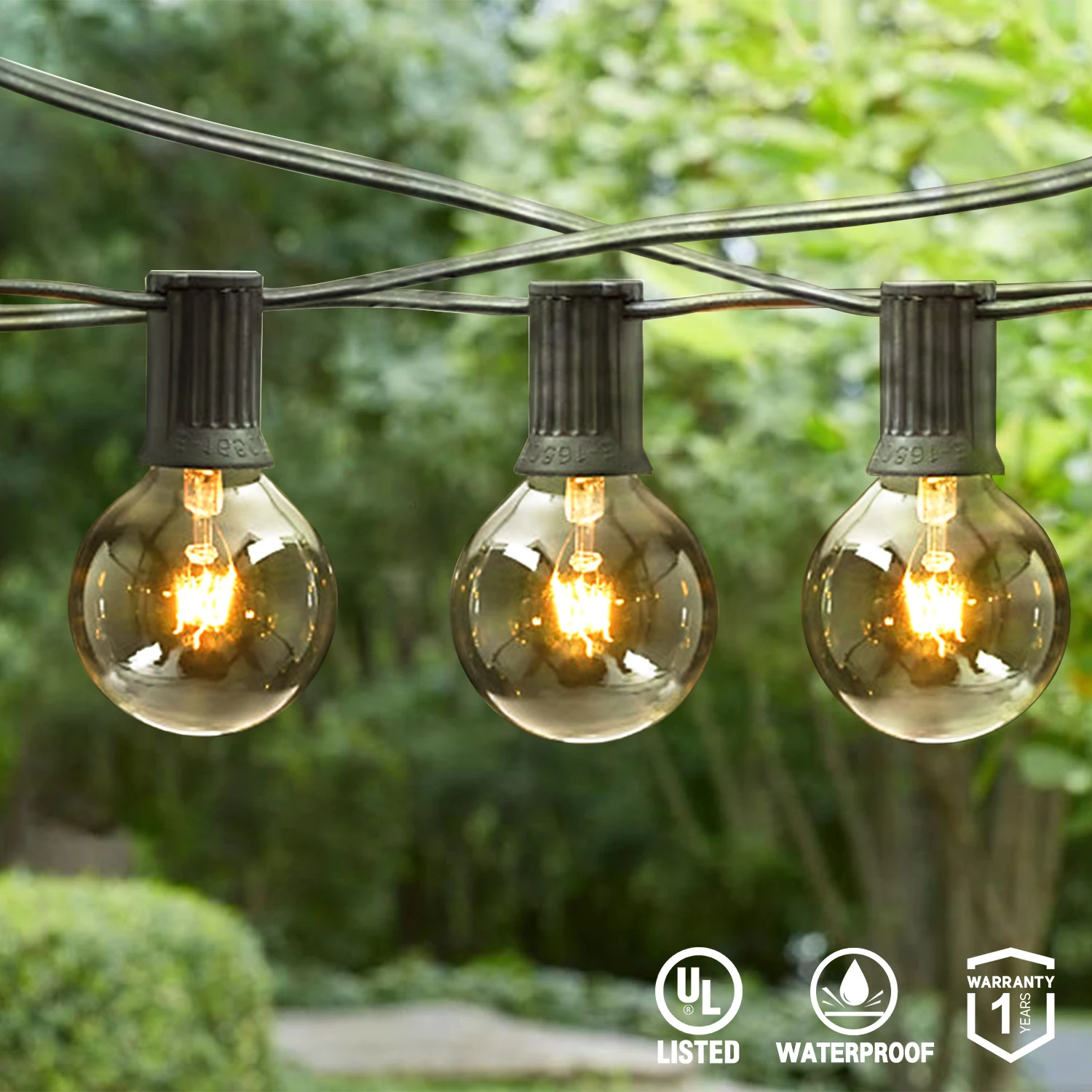 

25Ft 12ft G40 Globe Bulb String Lights With Clear Ball Vintage Bulbs Indoor/Outdoor Hanging Umbrella Patio String Lighting EU/US
