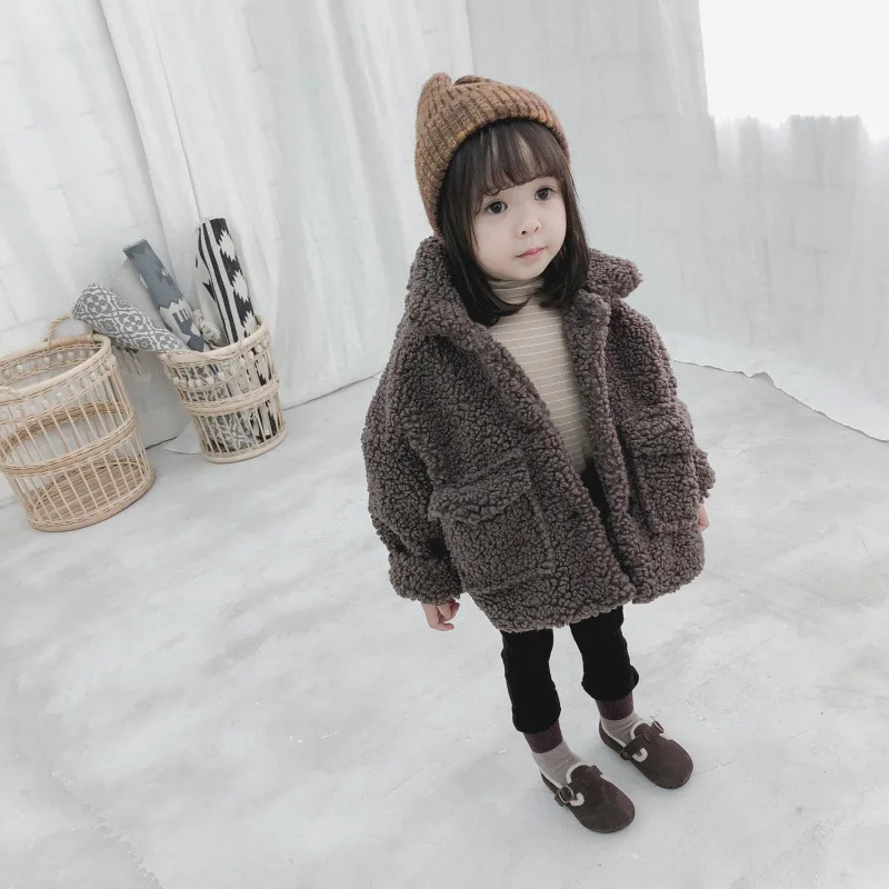 Kids Boys and Girls Plush Fleece Thickened Coat Children Winter Clothing Winter Toddler Girls Lambs Wool Warm Cotton Jacket