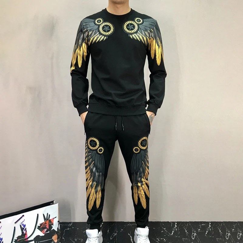 black and gold tracksuit mens