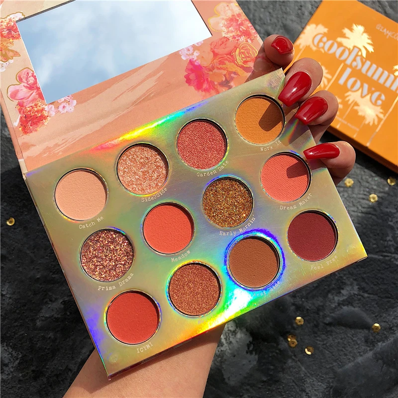 Shimmer матовые тени для век Pallete 12 цветов металлик телесный макияж палитра maquiagem Профессиональный Completa блеск Тени для век Палитра