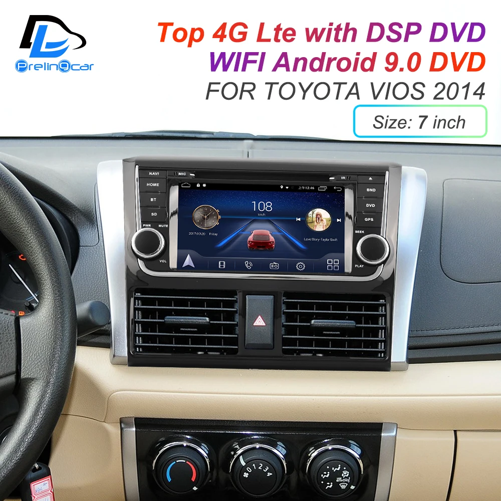 Flash Deal IPS touch screen DSP sound Android 9.0 2 DIN 4g Lte radio For TOYOTA Vios 2008-2015 Years GPS DVD player stereo navigation 2
