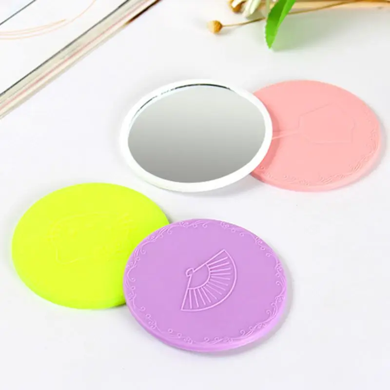 

7cm/2.76in Creative Cartoon Embossed Round Mini Pocket Makeup Mirror Single Side Compact Cosmetic Tool Travel Portable E8BB
