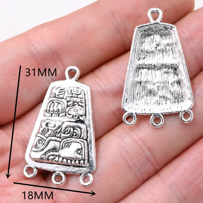 Clearance Maya Totem Connector Charm | Mayan Glyph Pendant | Tailsman Jewelry | Inca Aztec Charm Link Bracelet DIY | Mystical Ancient God Jewellery