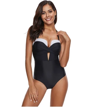 

Women's Sexy One Piece Solid Color Backless Swimsuits One Shoulder Swimwear Bodysuit Asymmetric Cross Bathing Suit For Girls