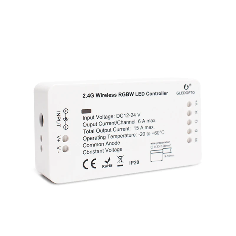 GLEDOPTO Zigbee 3,0 Zll DC12V-24V RGBW умное затемнение светильник контроллер полосы 2ID совместим с Amazon ECHO Plus Smartthings Hub