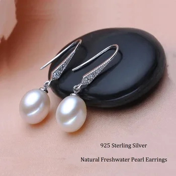 

Fashion Classic Stone Natural Freshwater Pearl Earrings Sterling Silver 925 for Girls Wedding Christmas Gift Mode Femme 2019
