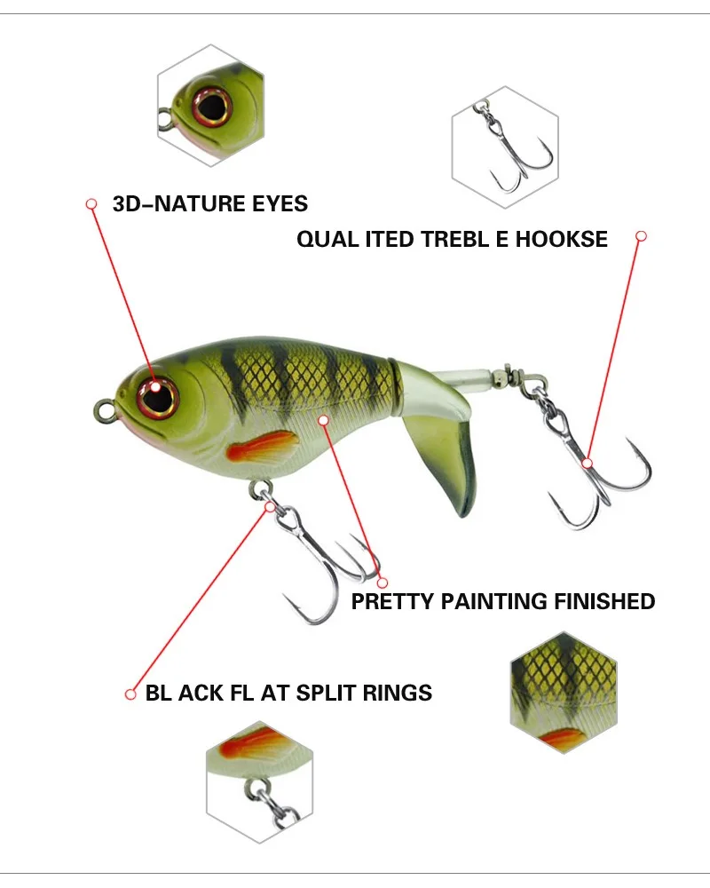 Artificial Fishing Lure, Crankbait, Whopper Plopper , Topwater Fishing Lure, SwimBait, Hard Popper, Rotating Tail Tackle