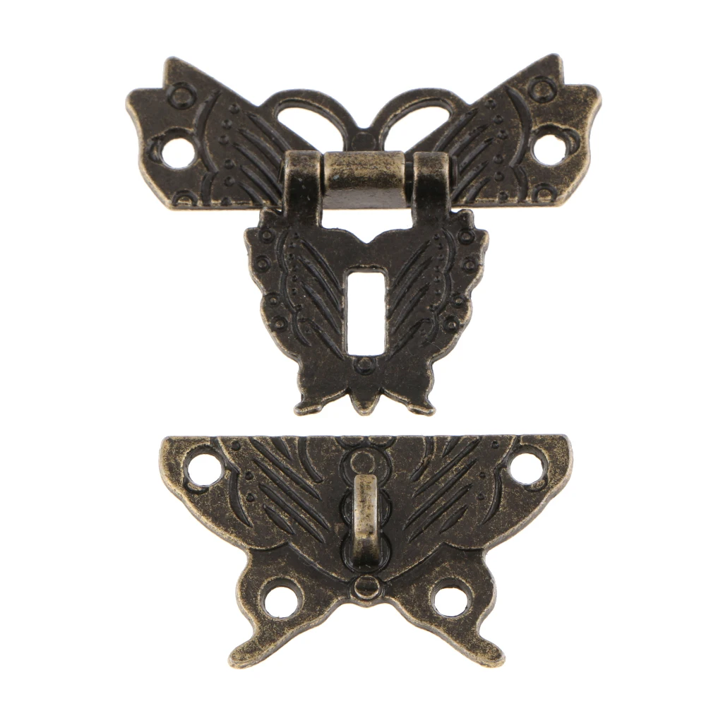 Beautiful Butterfly Design Antique Bronze Hasp Latch Lock Cabinet Buckle Case Bag Accessories DIY Locks Closure