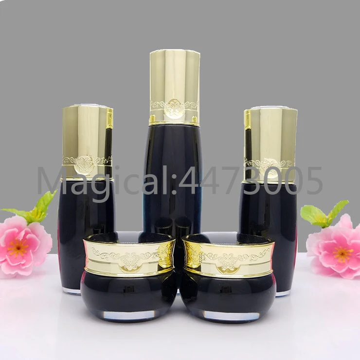 

8pcs/lot 20/30/100ml Black Acrylic Emulsion Press/Sprayer Atomizer Bottle 10/15/50g Empty Eye Cream Jar Set DIY Cosmetic Package