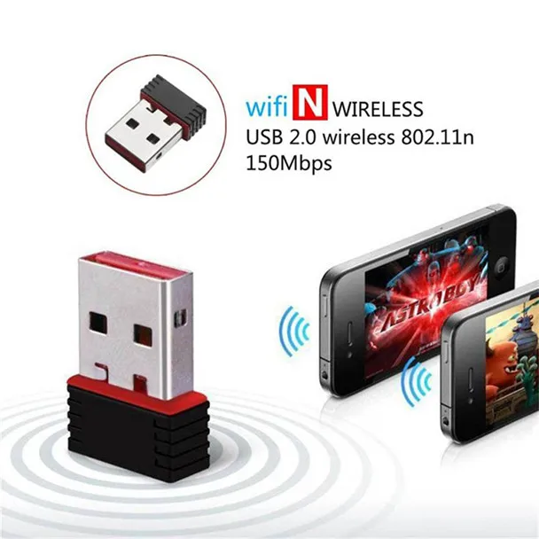 

Beautys Mini USB Wireless Wifi Adapter Dongle Receiver Network LAN Card PC 150Mbps USB2.0 Wifi Receiver Transmitter
