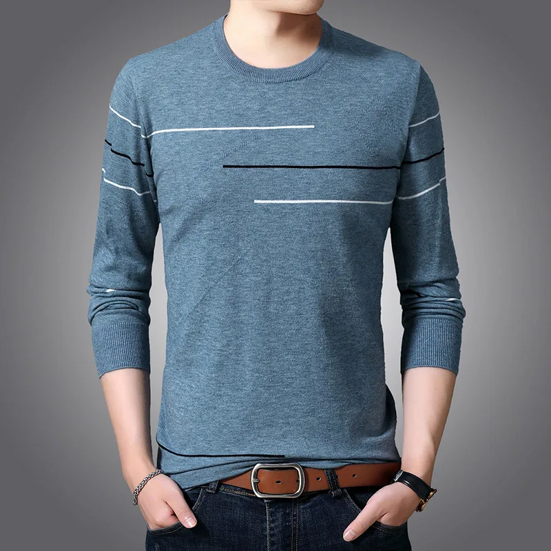 Mens Sweaters 2019 New Men's Long-sleeved Sweater Round Neck Youth Thin Sweaters Spring and Autumn Slim Bottoming Men Sweater