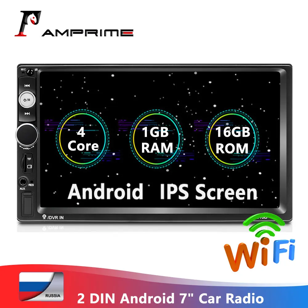 AMPrime Android 2 Din автомагнитола 1+ 16 Гб " автомобильный мультимедийный аудио 2din MP5 плеер стерео gps/WiFi/Bluetooth/FM стерео