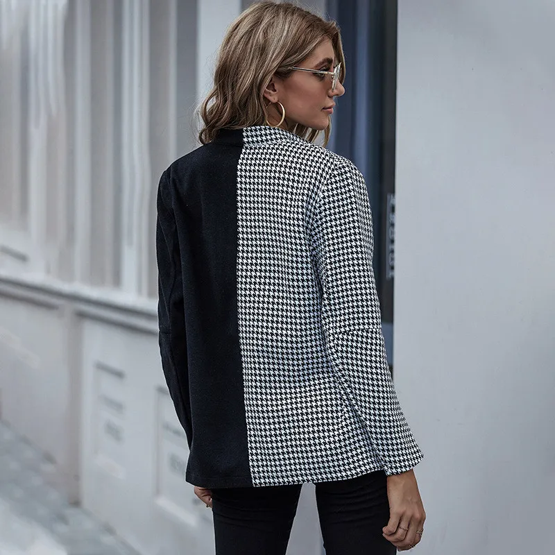 Fashion Autumn Women Plaid Blazers and Jackets Work Office Lady Suit Slim Double Breasted Business Female Blazer Coat Talever
