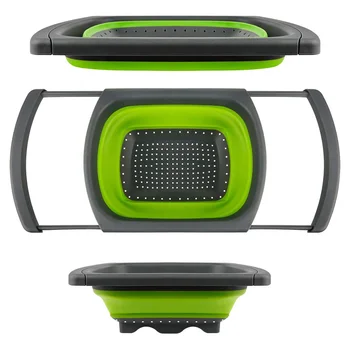 

Sieve Silicone Collapsible Over The Sink Retractable Colander Handle Kitchen Folding Strainer Bowls Drain Water Filter Basket