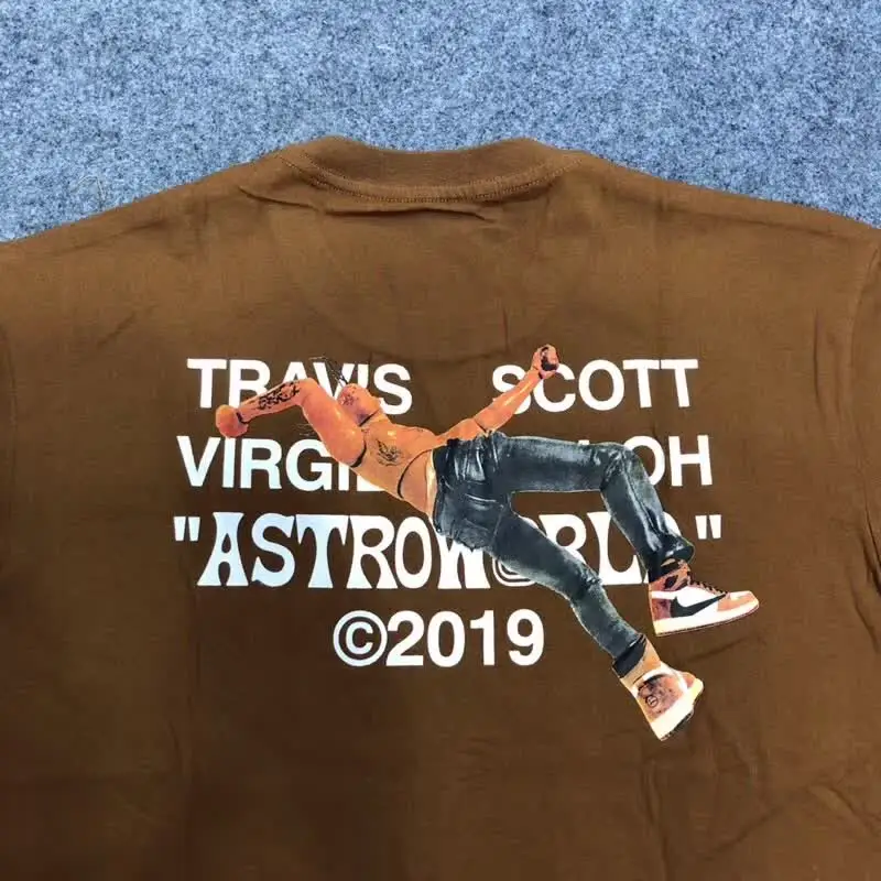 Мужская и женская футболка с изображением Трэвиса Скотта, футболки г. ASTROWORLD Tee Virgil Abloh cooperation style Tops Kanye West