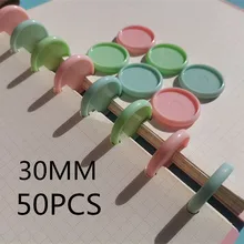 

Solid Color Plastic Binding Ring Mushroom Hole Loose-leaf Notebook Adhesive Office Learning Binding Supplies 50PCS30MM