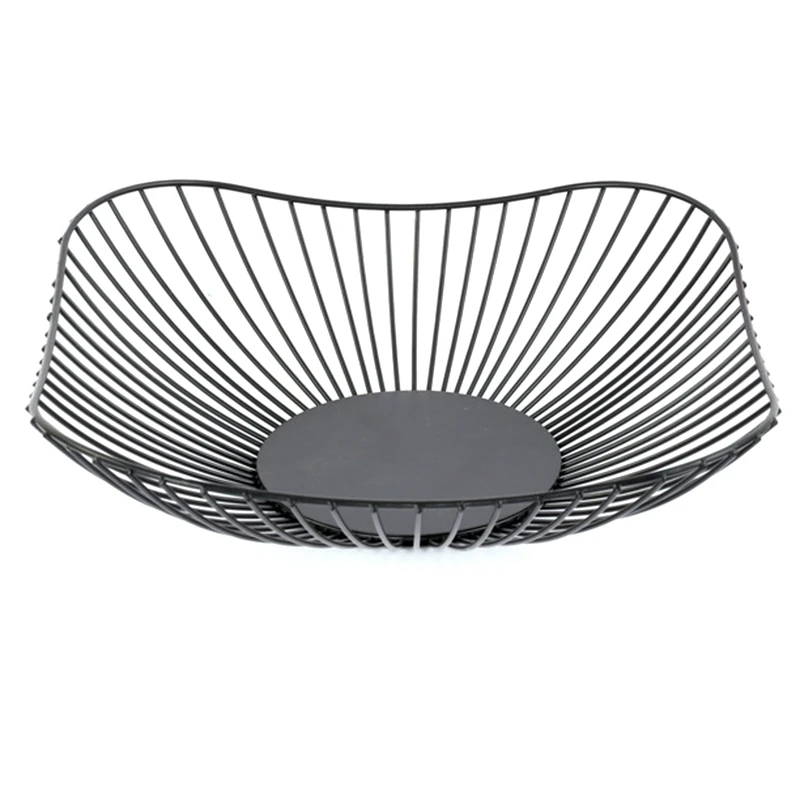 

Nordic Wrought Iron Fruit Basket Luxury European Fashion Fruit Plate Metal Hollow Storage Basket Bread Basket For Home
