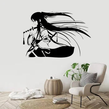 

Samurai Geisha Japanese Katana Swords Anime Decorative Wall Sticker Vinyl Interior Home Decor Room Decals Removable Mural