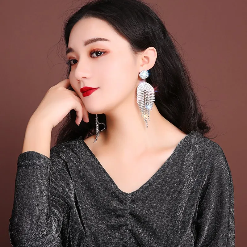 Drop Earrings Zinc Alloy Rhinestone Earrings Jewelry Ladies Personality Temperament Princess Hook Earr