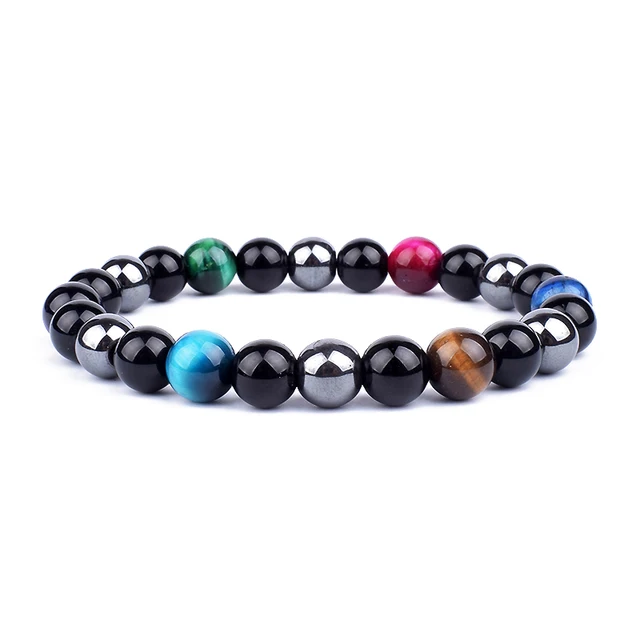 New Magnetic Hematite Bracelets Men Tiger Eye Stone Bead Couple Bracelets for Women Health Care Magnet Help Weight Loss Jewelry 4