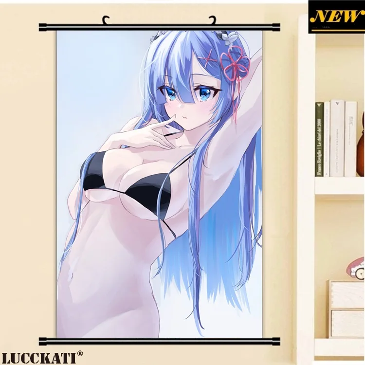 40X60 см Re Zero Re: Zero Kara Hajimeru Isekai Seikatsu Rezero Rem Сексуальная лоли, нарисованная аниме прокрутка, холст, постер
